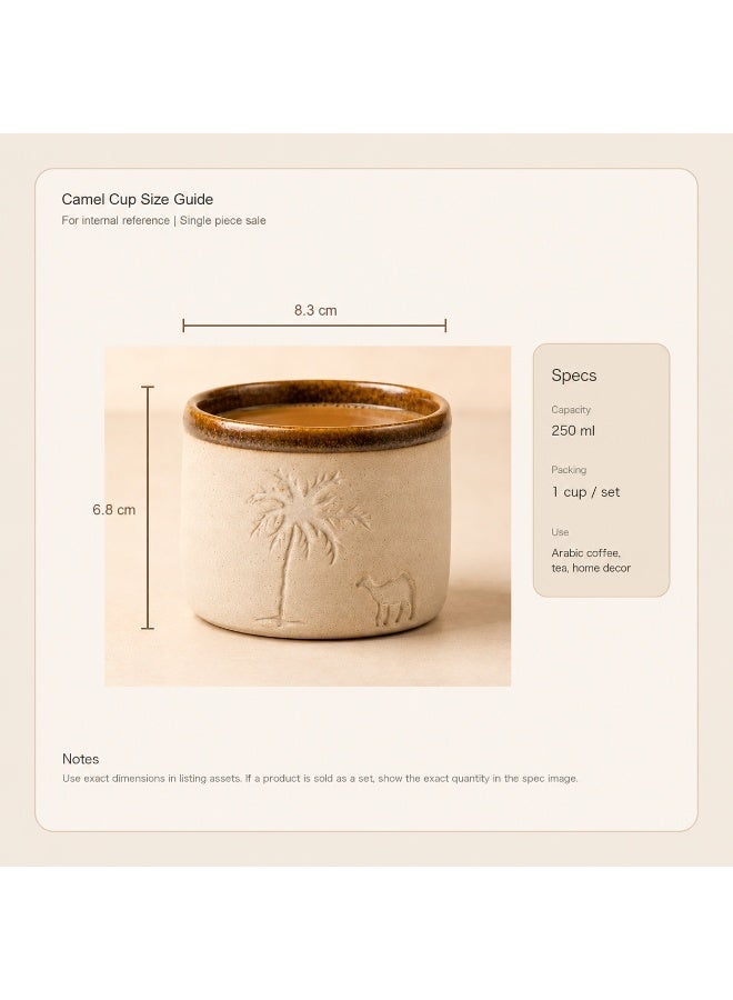 Pottery coffee mug, Palm trees and camels, Arabica coffee cup, 250ml, 1pc - Image 5
