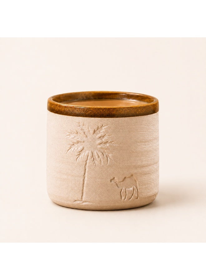 Pottery coffee mug, Palm trees and camels, Arabica coffee cup, 250ml, 1pc - Image 1
