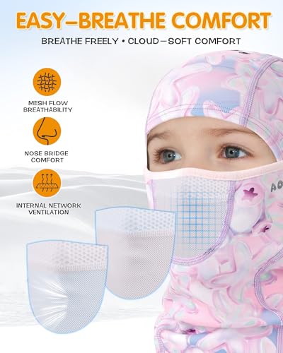 AOPREL Kids Balaclava Ski Mask with Breathable Holes, Windproof Fleece Full Face Mask for Cold Weather Boys Girls - Image 3