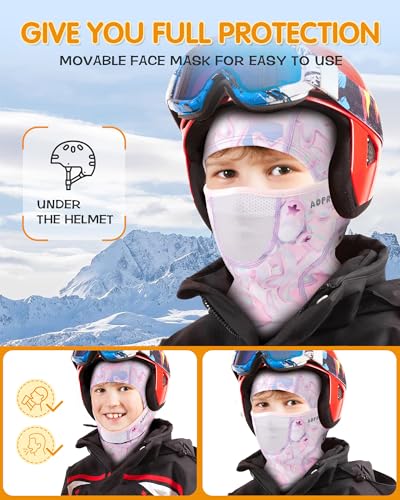 AOPREL Kids Balaclava Ski Mask with Breathable Holes, Windproof Fleece Full Face Mask for Cold Weather Boys Girls - Image 4