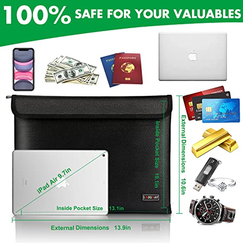 LOJGOAY Fireproof Document Bag - with 5200°F Heat Insulated, Waterproof Fireproof Bag with Zipper, 8 Layers of Functional Materials, Fireproof Money Bag for Cash/Documents/Valuables, Fire Bag 13.9"x10.6" - Image 5
