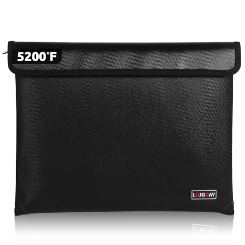 LOJGOAY Fireproof Document Bag - with 5200°F Heat Insulated, Waterproof Fireproof Bag with Zipper, 8 Layers of Functional Materials, Fireproof Money Bag for Cash/Documents/Valuables, Fire Bag 13.9"x10.6" - Image 1