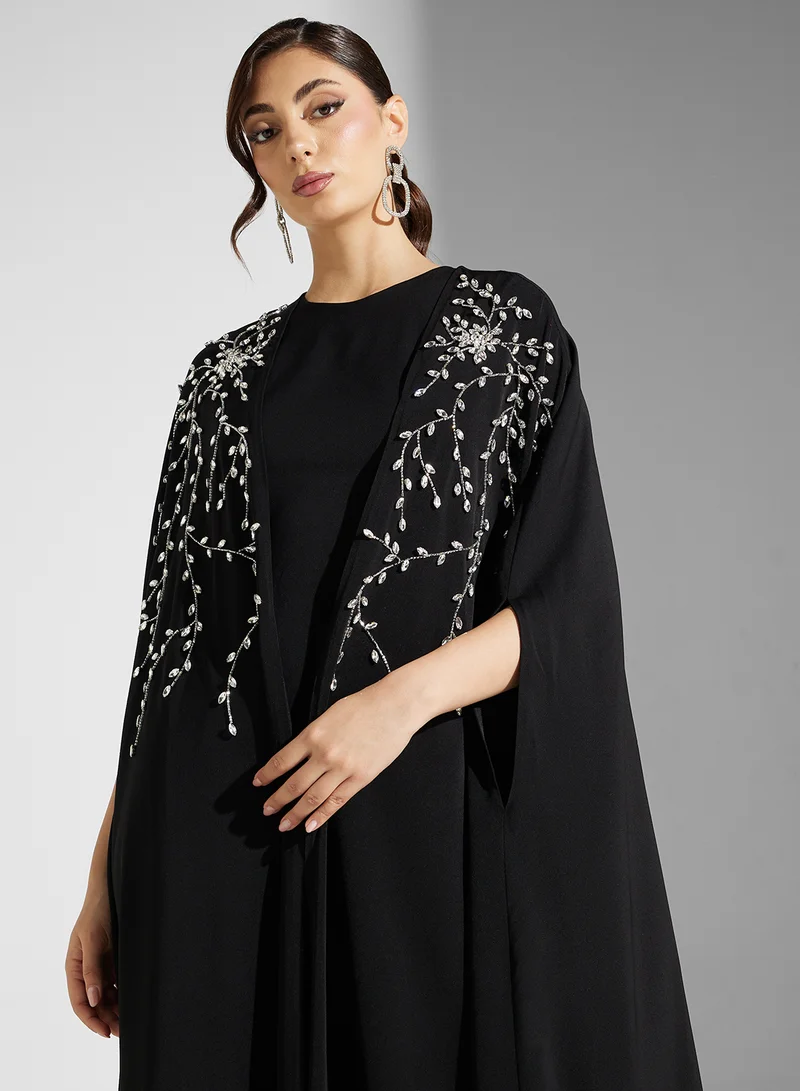 Akadia Fashion EMBELLISHED CAPE 2PCS CREPE DRESS