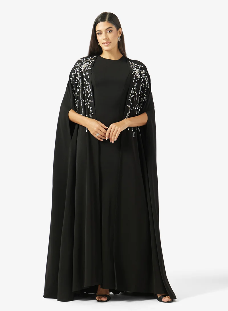 EMBELLISHED CAPE 2PCS CREPE DRESS
