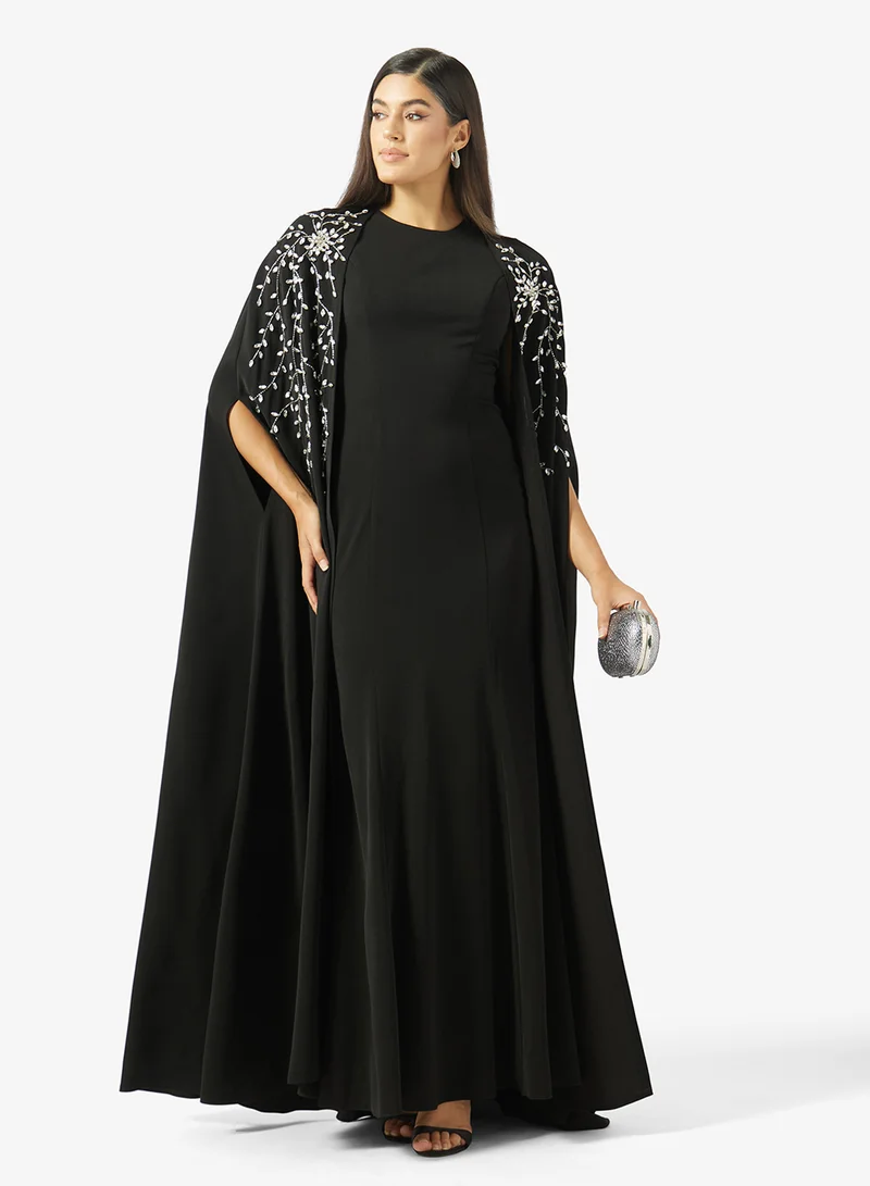 Akadia Fashion  EMBELLISHED CAPE 2PCS CREPE DRESS for Women | Best Price UAE