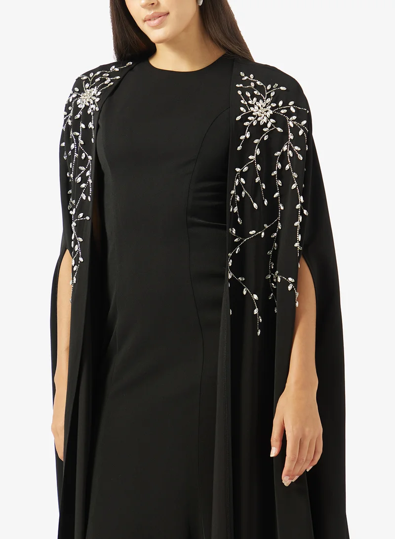 Akadia Fashion  EMBELLISHED CAPE 2PCS CREPE DRESS for Women | Best Price UAE