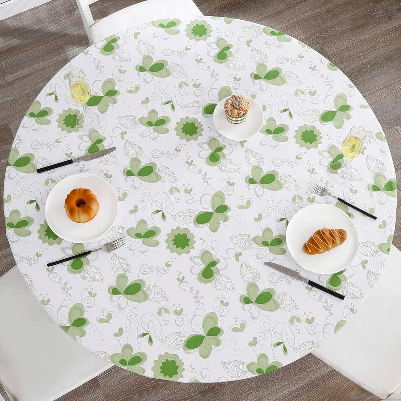 Walrus Round Vinyl Fitted Tablecloth with Flannel Backing Elastic Edge Design Table Cover Waterproof Oil-Proof PVC Table Cloth Stain-Resistant Best for 57"-66" Round - Image 1