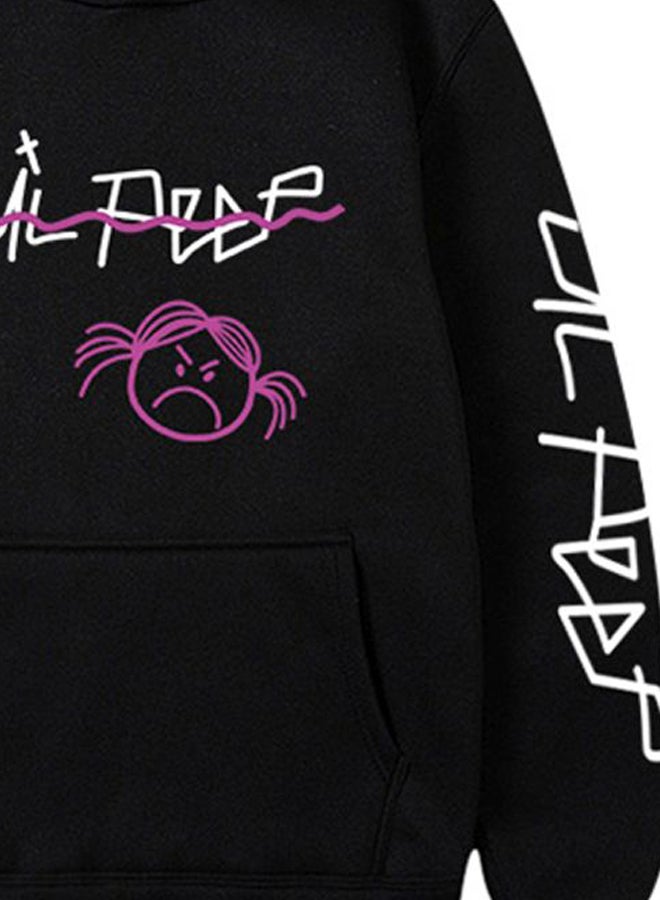 هودي أنيق بنمط مستوحى من الراب ومزين بطبعة عبارة Lil Peep أسود/أبيض/أرجواني - Image 3