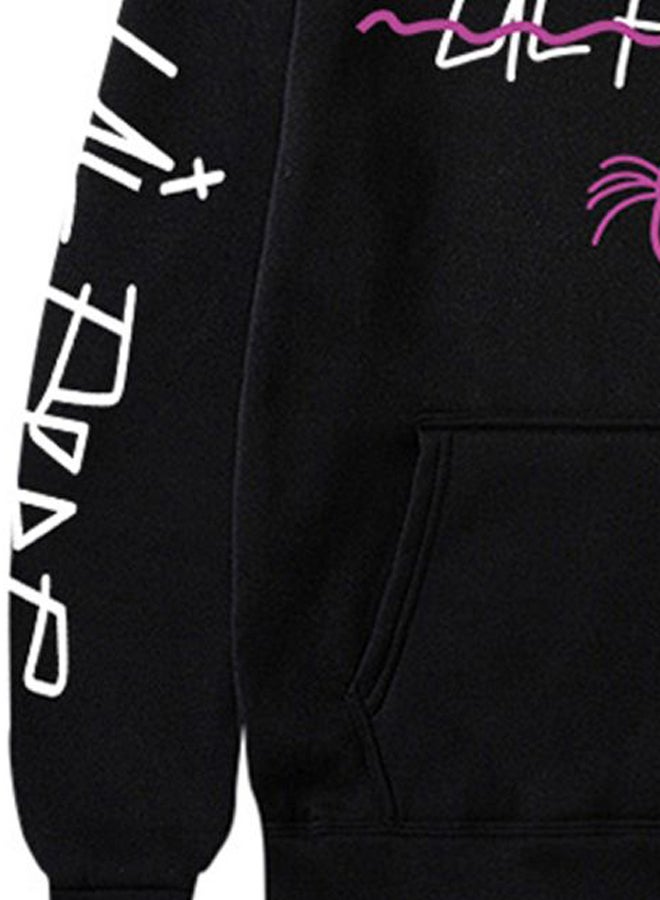 هودي أنيق بنمط مستوحى من الراب ومزين بطبعة عبارة Lil Peep أسود/أبيض/أرجواني - Image 2