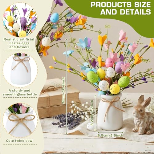 Nitial 2 Pcs Easter Picks and Vase Berry Picks Branches Spring Artificial Flower Arrangement with Colorful Eggs Berries and Flowers Stem for Easter Vase Gifts Party Home Table Decorations - Image 2