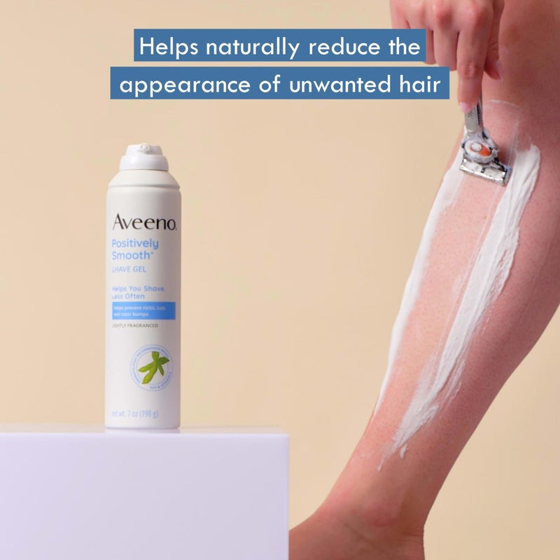 Aveeno Positively Smooth Moisturizing Shave Gel with Soy, Aloe & Vitamin E helps Prevent Nicks, Cuts & Razor Bumps, Creamy Shave Gel for a Close, Smooth Shave, Lightly Fragranced, Twin Pack, 2 x 7 oz - Image 3
