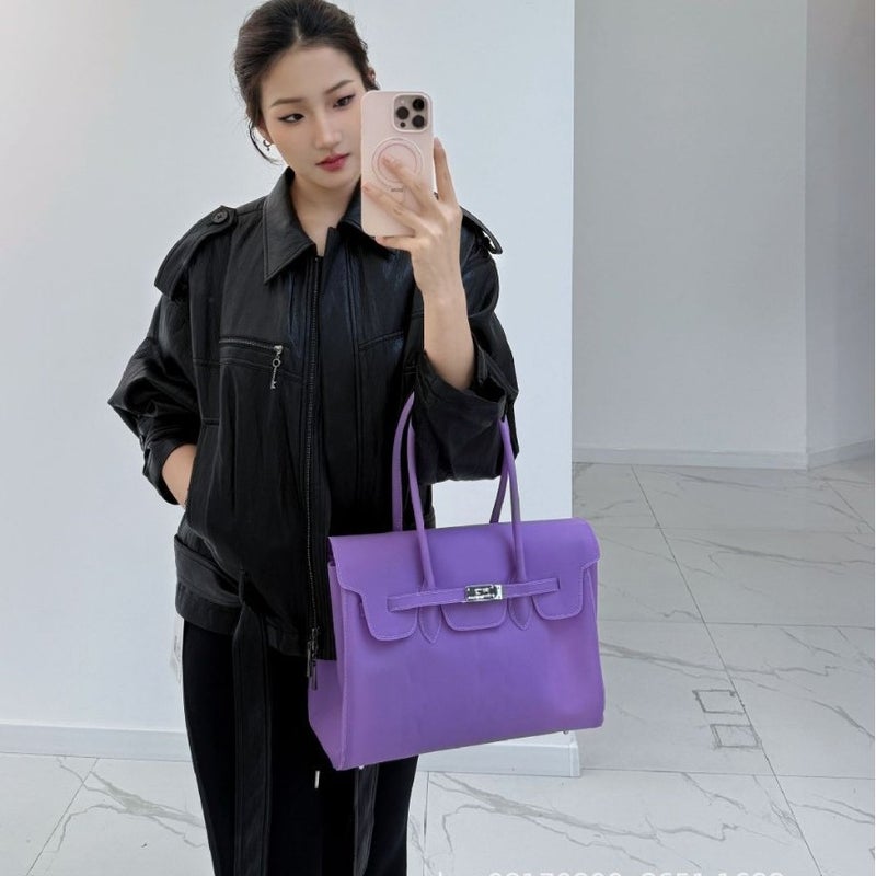 Jellyfirkin Retro Frosted Jelly Large Tote Shoulder Bag, Korean Style, Multicolor - Image 2