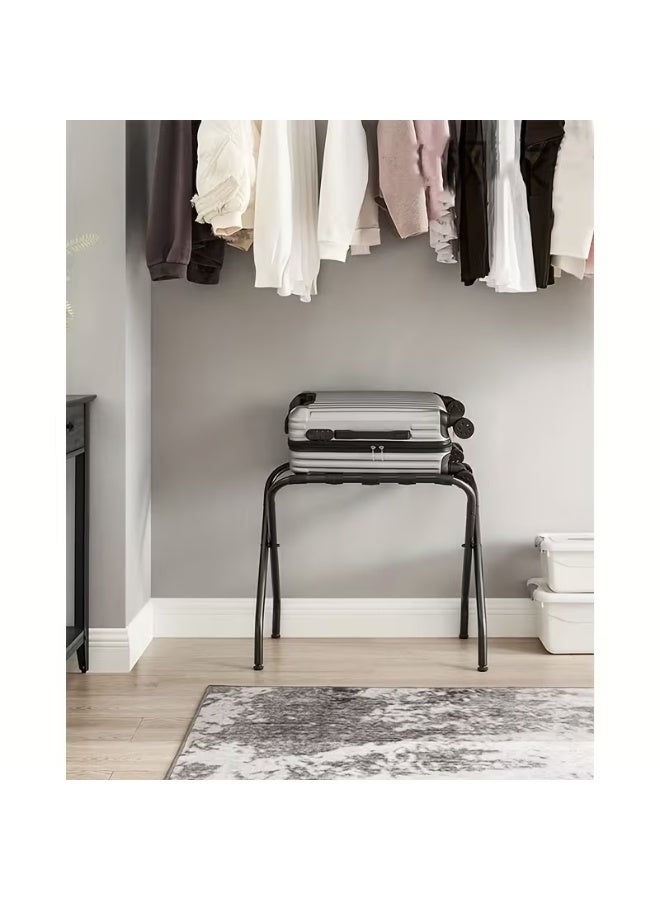 VITION Luggage Rack, Folding Suitcase Stand with Nylon Straps and Steel Frame, for Guest Room, Hotel, Bedroom (Pack of 2) Black - Image 3