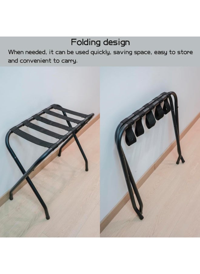 VITION Luggage Rack, Folding Suitcase Stand with Nylon Straps and Steel Frame, for Guest Room, Hotel, Bedroom (Pack of 2) Black - Image 4