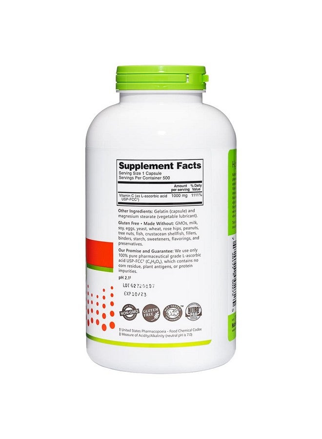 NutriBiotic - Vitamin C 1000 Mg Capsules, 500 Count | Essential Immune, Antioxidant & Collagen Support Supplement | Pharmaceutical Grade L-Ascorbic Acid, 1000 Mg Per Serving | Gluten & GMO Free - Image 3