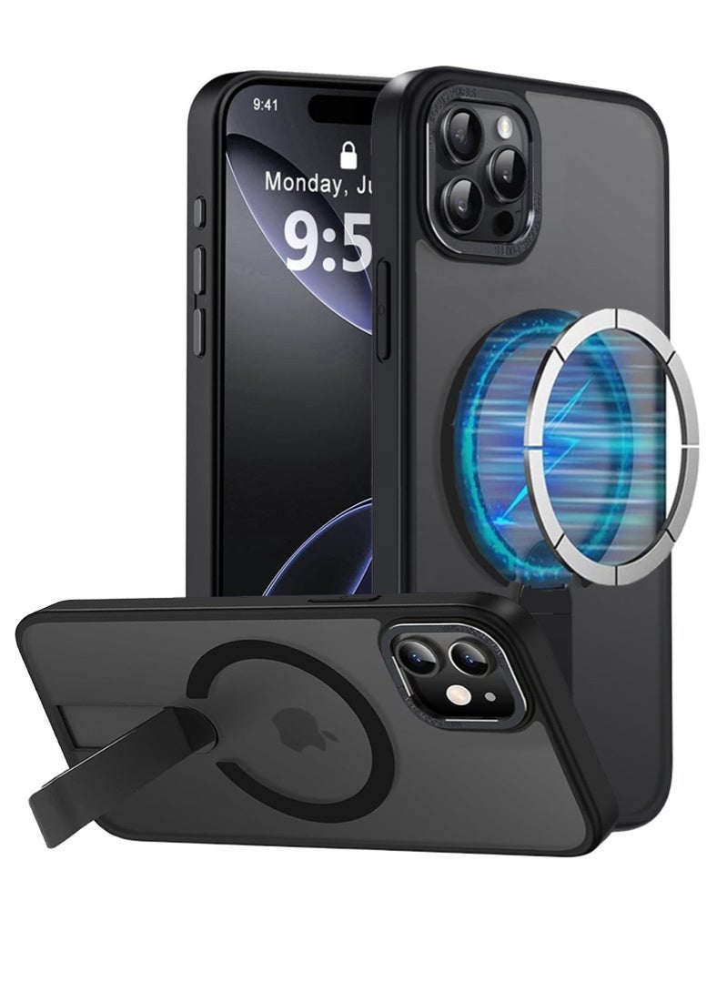 ZAFRA iPhone 16 Pro Max Case with Kickstand | MagSafe Strong Magnetic, Shockproof Protection, Slim Matte Cover for Apple 16 Pro Max 6.9" (Black) - Image 1