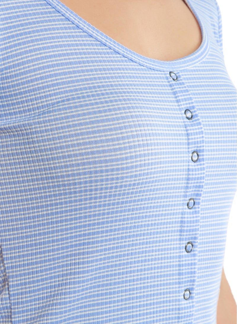 London Rag Blue Striped Summer Top - Image 5