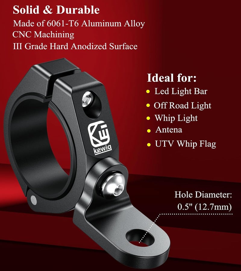 BRCOVAN Aluminum Alloy UTV Whip Light Clamp Mount - Image 2