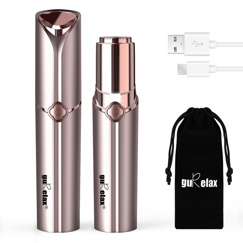 إزالة شعر الوجه للنساء جهاز إزالة شعر الوجه القابل لإعادة الشحن بدون ألم للوجه والشفتين والذقن مع حقيبة مخملية