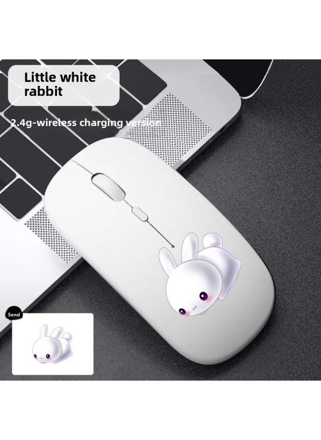 Generic - Wireless Mouse Bluetooth Mute Dual-Mode Rechargeable Mouse Laptop Office Silent Unlimited Tablet-Specifications:Little White Rabbit-wireless Charging Version [send The Same Mouse Pad] - Official Standard - Image 1