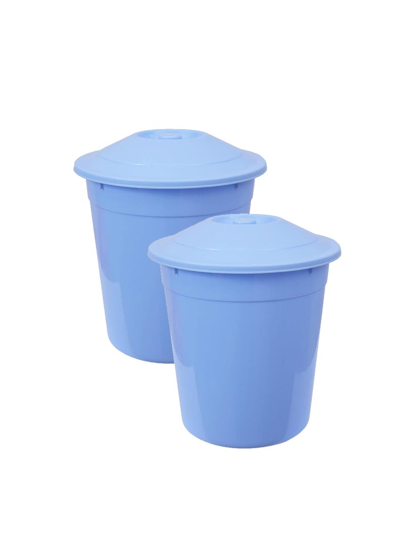 ZORROW MART ZORROW MART Dustbin Waste Paper Bin Garbage Bin Trash Bin For Home Kitchen Office With Lid 12 Liter 2 Pc Set Blue  - Image 2