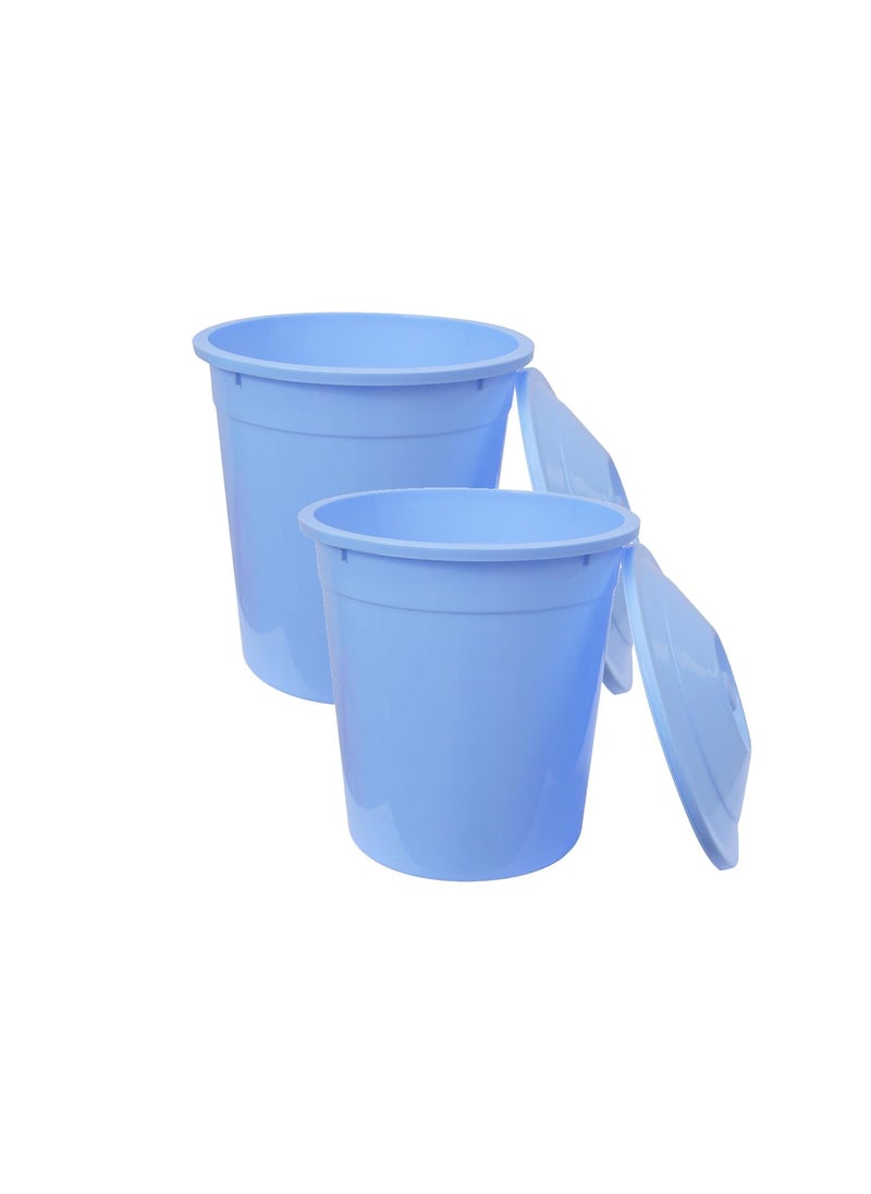 ZORROW MART ZORROW MART Dustbin Waste Paper Bin Garbage Bin Trash Bin For Home Kitchen Office With Lid 12 Liter 2 Pc Set Blue  - Image 1