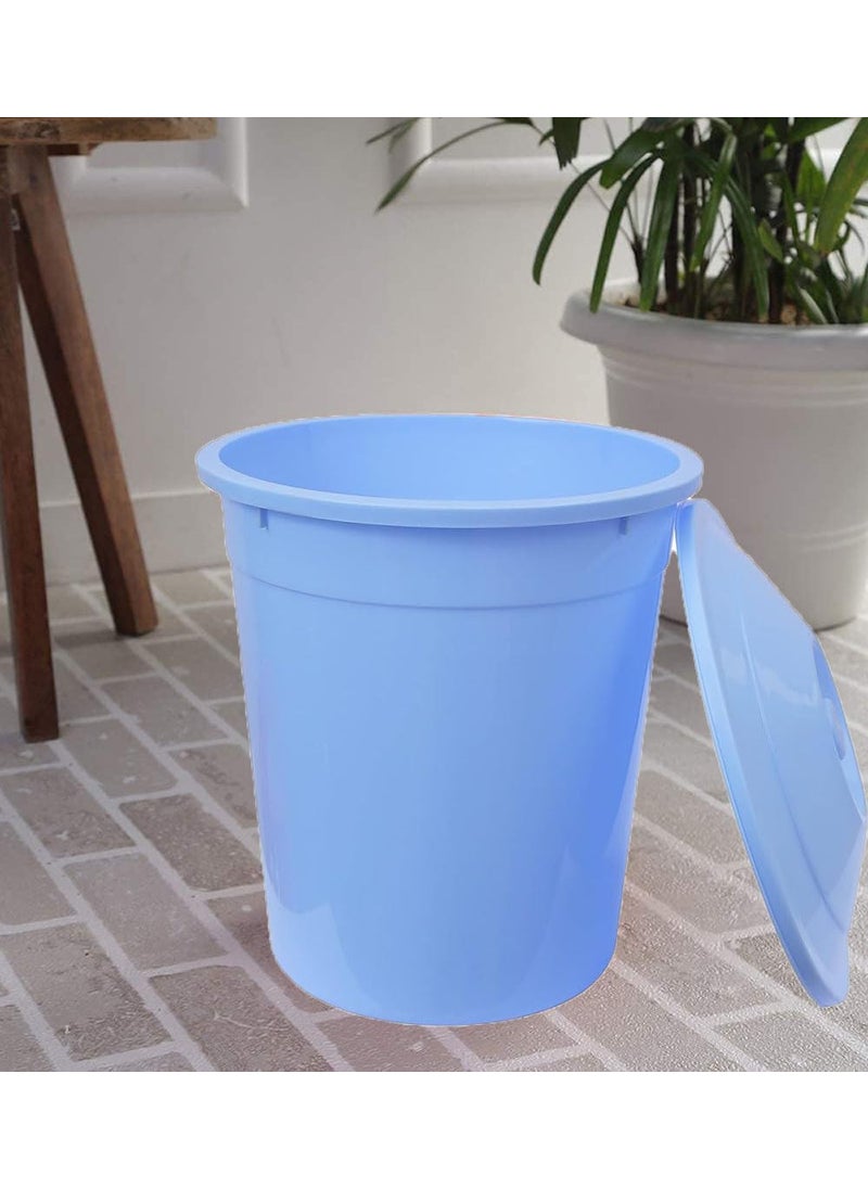 ZORROW MART ZORROW MART Dustbin Waste Paper Bin Garbage Bin Trash Bin For Home Kitchen Office With Lid 12 Liter 2 Pc Set Blue  - Image 3