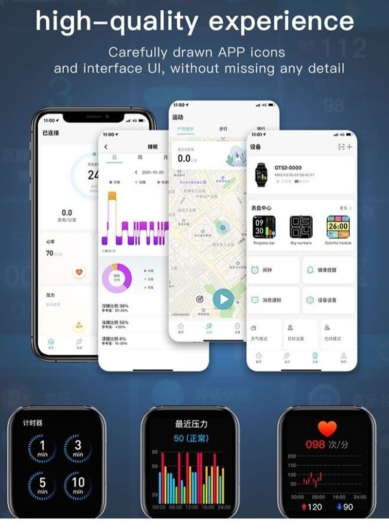 NIBEMINENT Smartwatch Multiple Sports Modes Compatible with Android and IOS Orange - Image 3