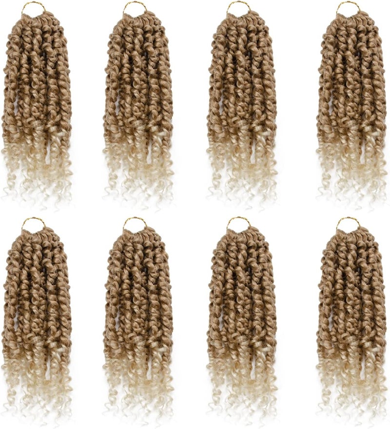 NAYOO Passion Twist Hair - 8 Packs 8 Inch Passion Twist Crochet Hair For Black Women, Crochet Pretwisted Curly Hair Passion Twists Synthetic Braiding Hair Extensions(8 Inch 8 Packs, T27/613) - Image 1
