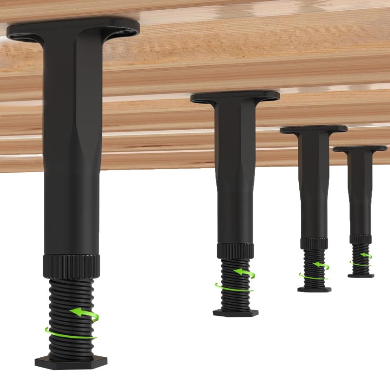 Tuklye Tuklye 4PCS Adjustable Bed Support Legs Black Plastic Round 71 134 For Bed Frame Cabinet and Wooden Furniture 