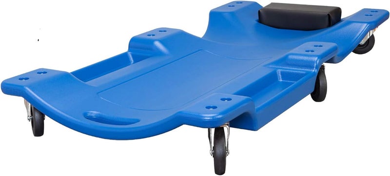 BIG RED ATRP6240UR Blow Molded Plastic Rolling Garage/Shop Creeper: 40" Mechanic Cart with Padded Headrest and 6 Casters,350 LBS, Blue - Image 1