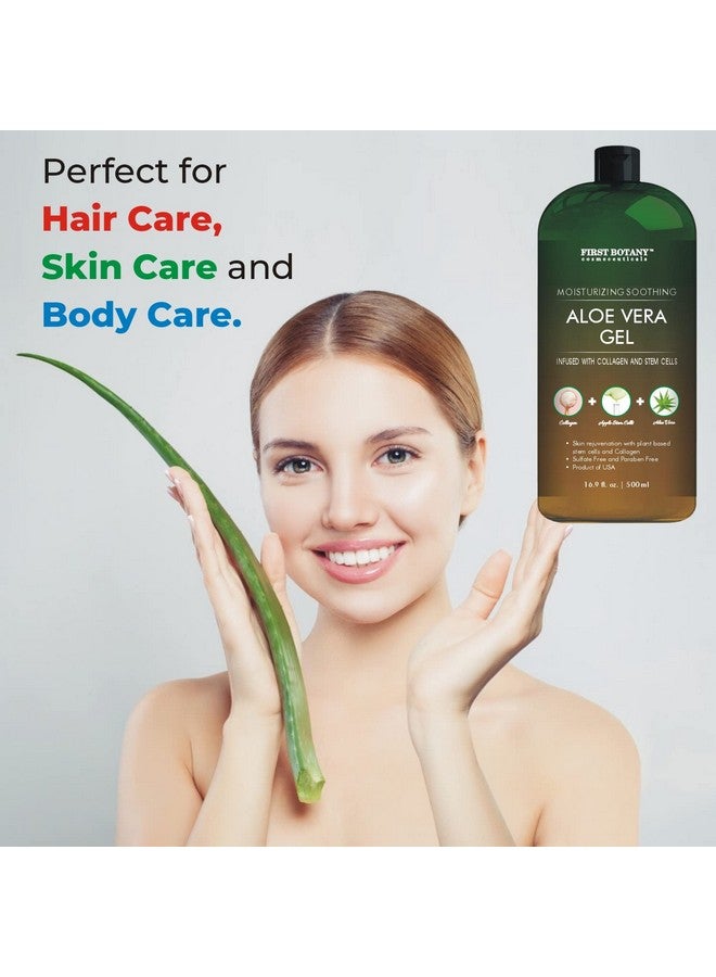 First Botany Pure Aloe Vera Gel 100% Fresh Pure Aloe Infused With Stem Cells Collagen Tea Tree Oil Natural Raw Moisturizer For Face Skin Body Hair Perfect For Sunburn Acne Razor Bumps 16.9 Fl Oz - Image 5