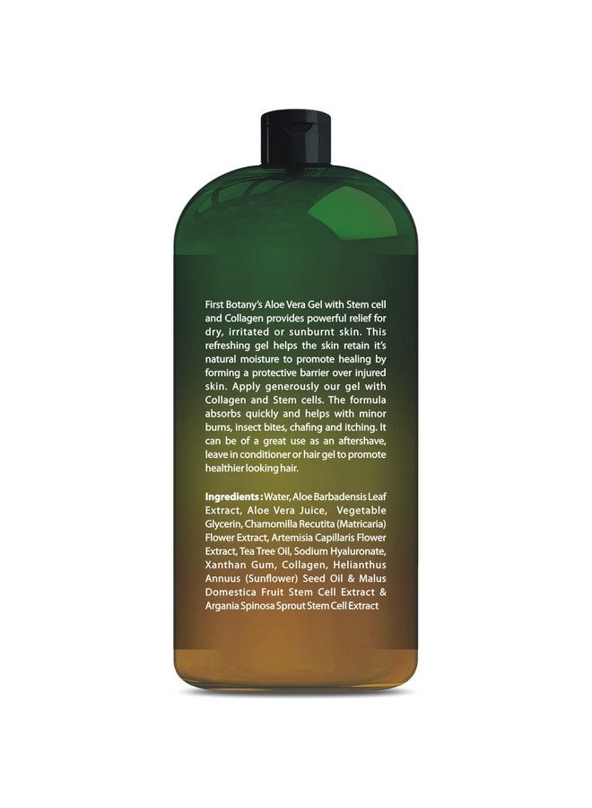 First Botany Pure Aloe Vera Gel 100% Fresh Pure Aloe Infused With Stem Cells Collagen Tea Tree Oil Natural Raw Moisturizer For Face Skin Body Hair Perfect For Sunburn Acne Razor Bumps 16.9 Fl Oz - Image 2