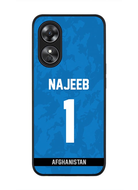Rugged Black Edge Case for Oppo A97, Slim fit Soft Case Flexible Rubber Edges Thin Cover - Player Name - Najibullah Zadran, Jersey Number- 1