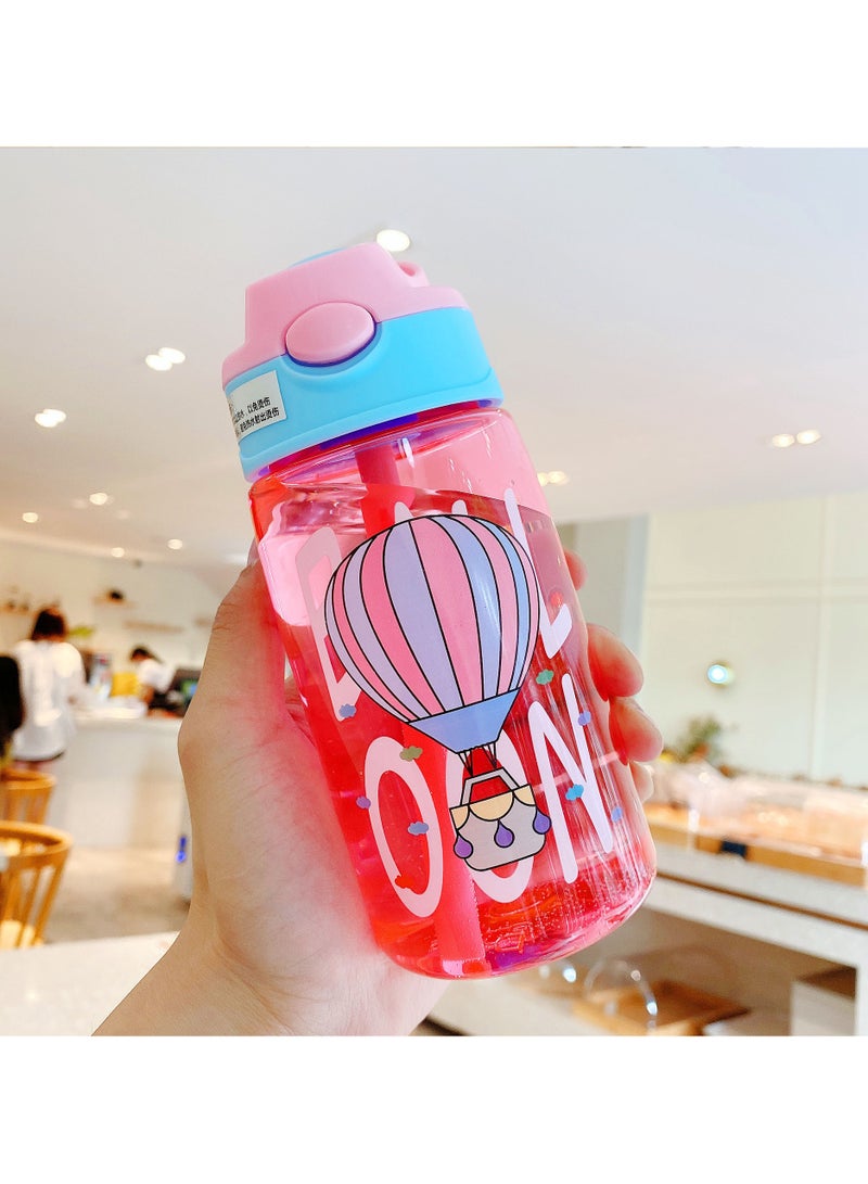 CMGTYYD Kids Water Bottle, 480ml Kids Drinking Water Bottle with Flip Straw, BPA-Free Water Bottle with Carry Handle and Easy Button, Leakproof Kids Water Bottle for School and Sports (Balloon) - Image 1