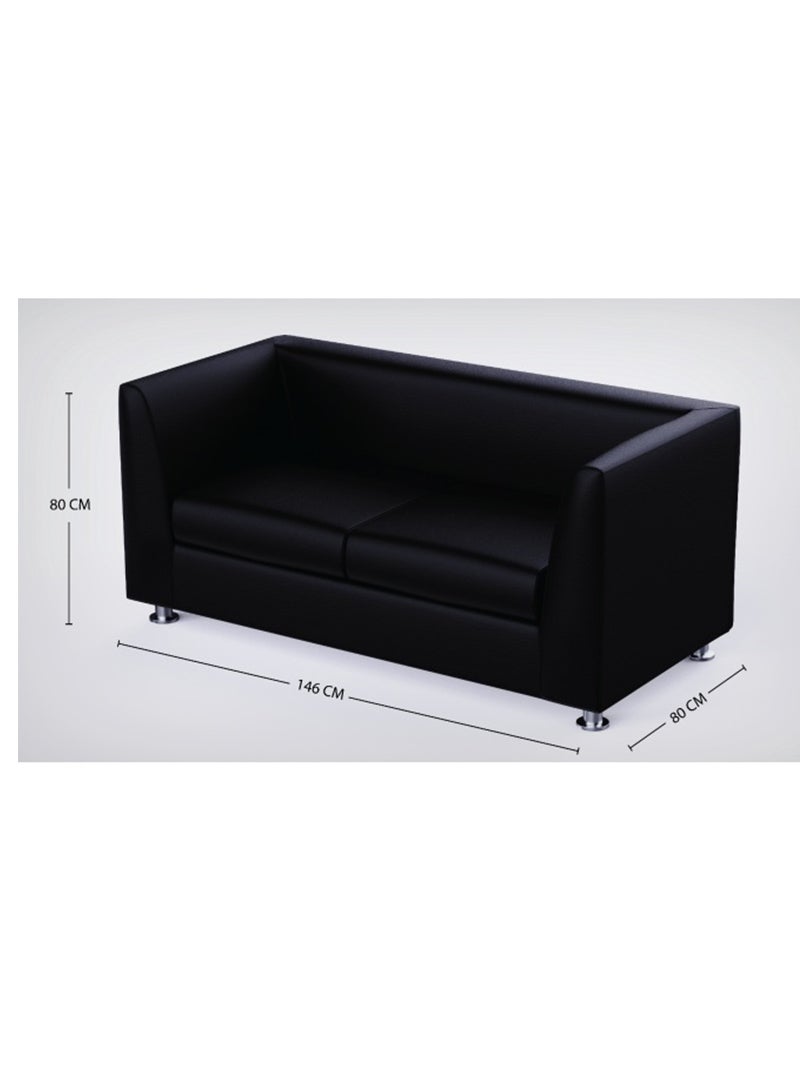 Mahmayi 679 Double Seater PU Sofa - Black - Image 5