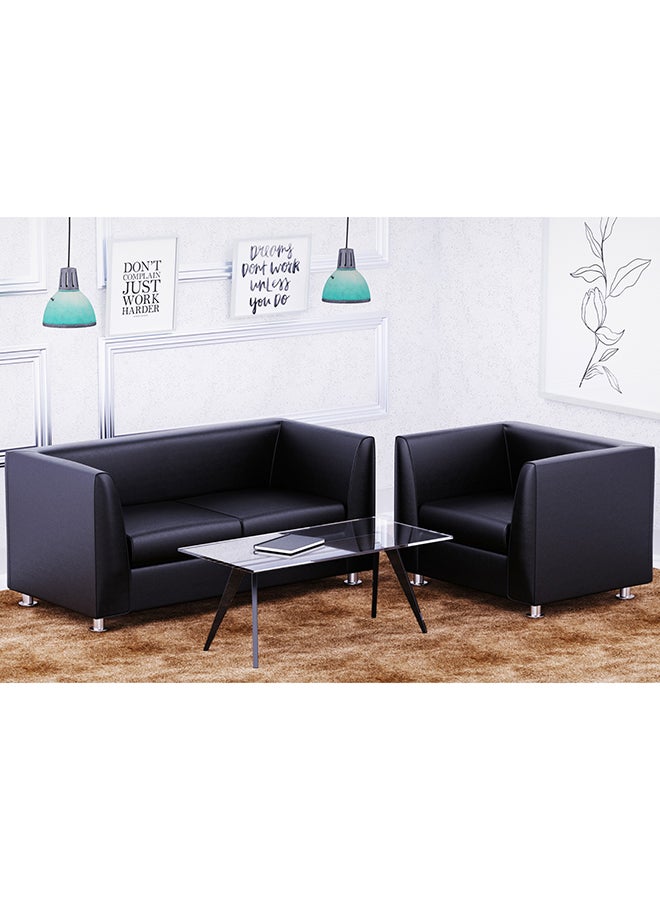 Mahmayi 679 Double Seater PU Sofa - Black - Image 2