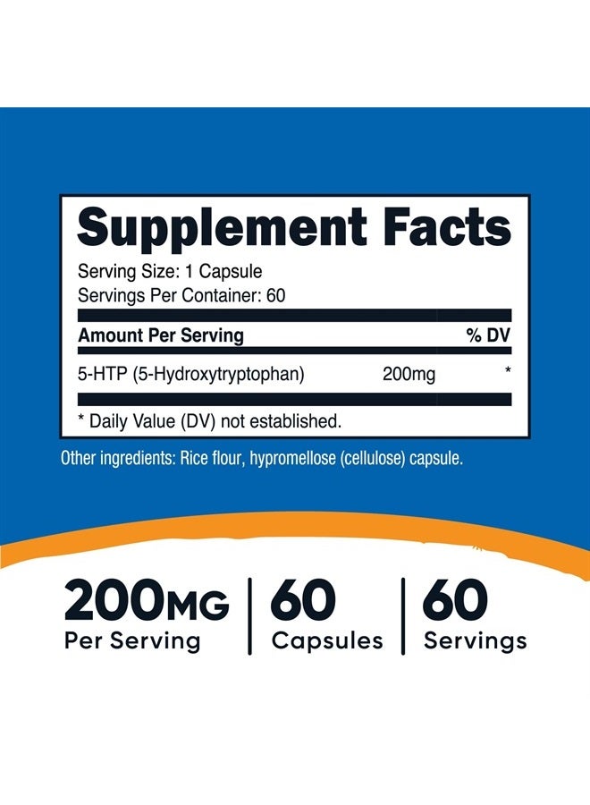 Nutricost 5-HTP 200mg, 60 Vegetarian Capsules (5-Hydroxytryptophan) - Non-GMO & Gluten Free - Image 2