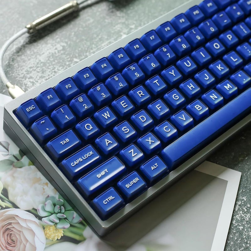 Sumgsn 142 Keys SA Profile PBT Doubleshot Keycaps Blue Translucent Keycap Set Fit for 61/64/87/104/108 Cherry Mx Switches ISO ANSI Mechanical Keyboard - Image 1