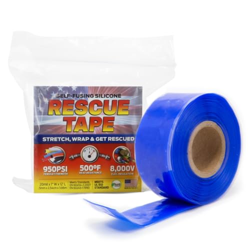 Bond It Rescue Tape, Self-Fusing Silicone for Emergency Plumbing, Pipe & Hose Repair, Electrical Insulation, Waterproof, 950PSI, Made in USA, 1" x 12', Blue - Image 1
