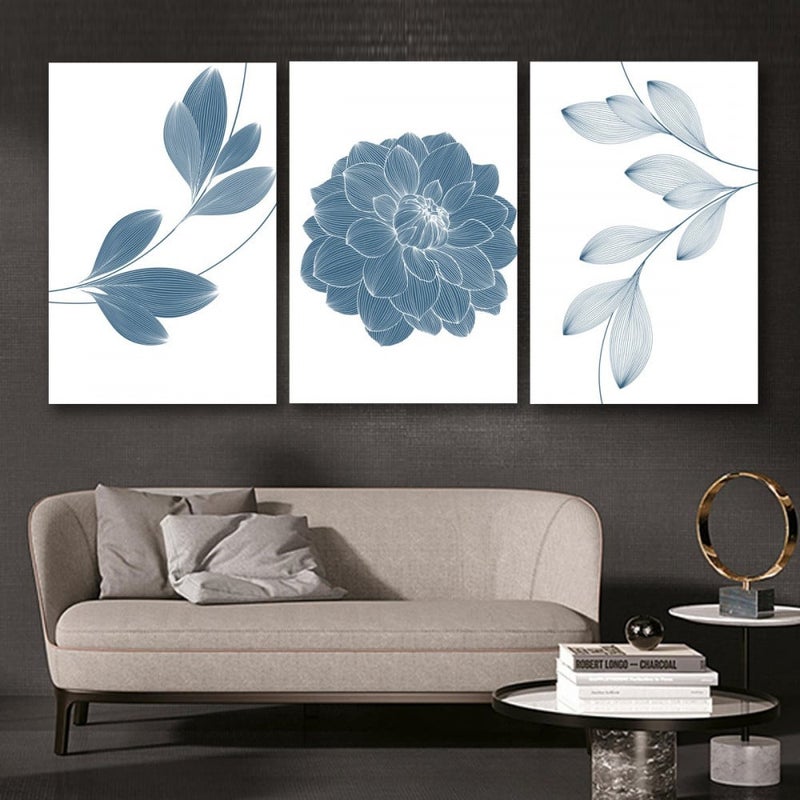 ماركتنا ثلاث لوحات قماشية بتصميم مودرن مع برواز مجوف مقاس (120×60) ثلاث قطع - Image 1