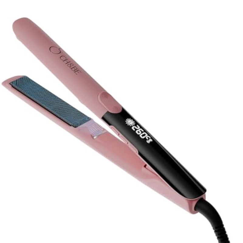 CH&BE Professional 2-in-1 Slim Ceramic Hair Straightener, Pink and Black, LCD Display, Adjustable Temperature up to 500°F, Ionic Technology, Auto Shut-off - Image 2