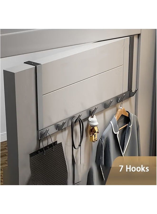 Hihonor Over The Door Hooks,7 Hook Door Hanger Rack,Over The Door Towel Rack for Bathroom, Door Towel Hanger for Hanging Clothes Hat, Decorative Organizer Hooks For Clothes,Coat,Hat,belt,Towels  - Image 1