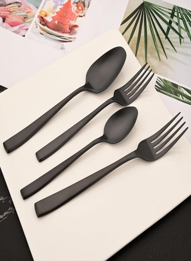 Snplowum Black 18/10 Stainless Steel Dessert Spoon Set of 8, Soup Spoon Mixing Milk Teaspoon Cream Scoop, Matte Finish (6.69-inch) - Image 3