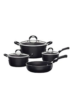 Since 1911,Made in Brazil- Monaco Induction 7 Pieces Black Aluminum Cookware Set with Interior and Exterior Starflon Premium PFOA Free Nonstick Coating
