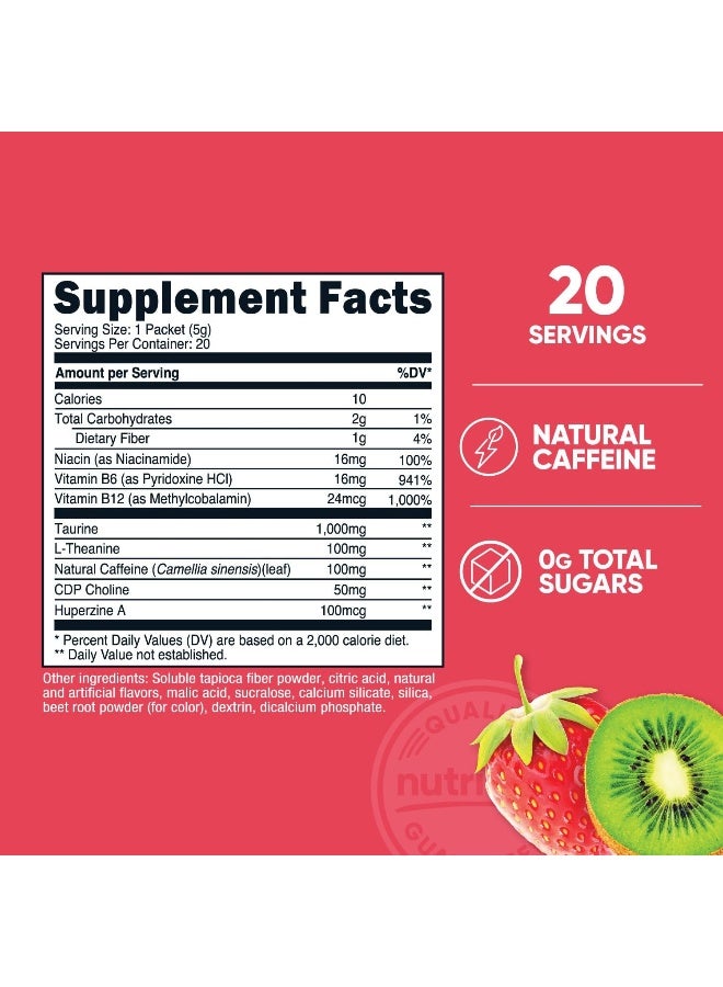 Nutricost Energy Complex Stickpack (20 Servings) Strawberry Kiwi Flavored - Gluten-Free + Non-GMO - Image 2