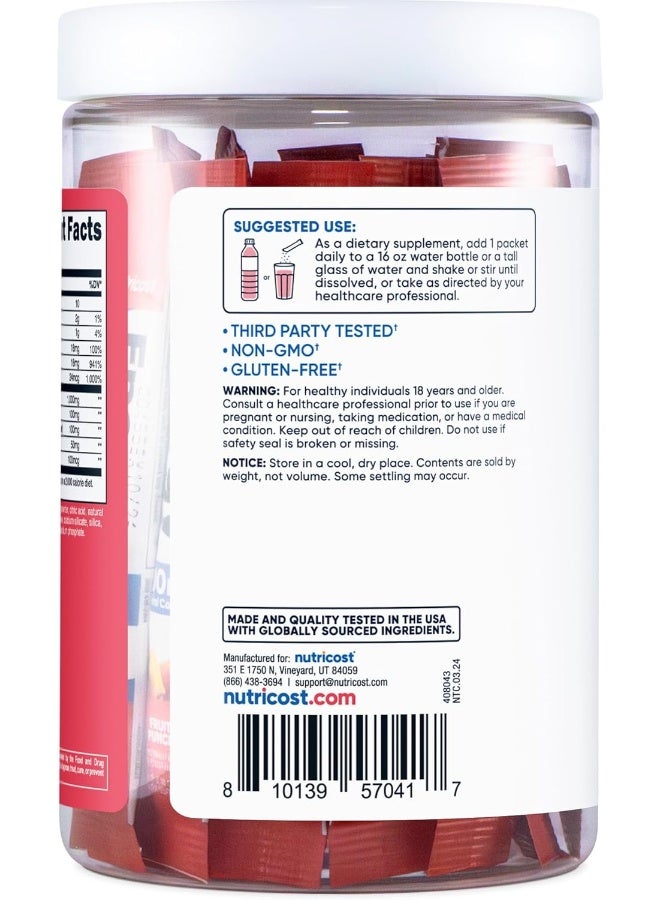Nutricost Energy Complex Stickpack (20 Servings) Strawberry Kiwi Flavored - Gluten-Free + Non-GMO - Image 4