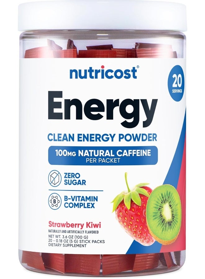 Nutricost Energy Complex Stickpack (20 Servings) Strawberry Kiwi Flavored - Gluten-Free + Non-GMO - Image 1