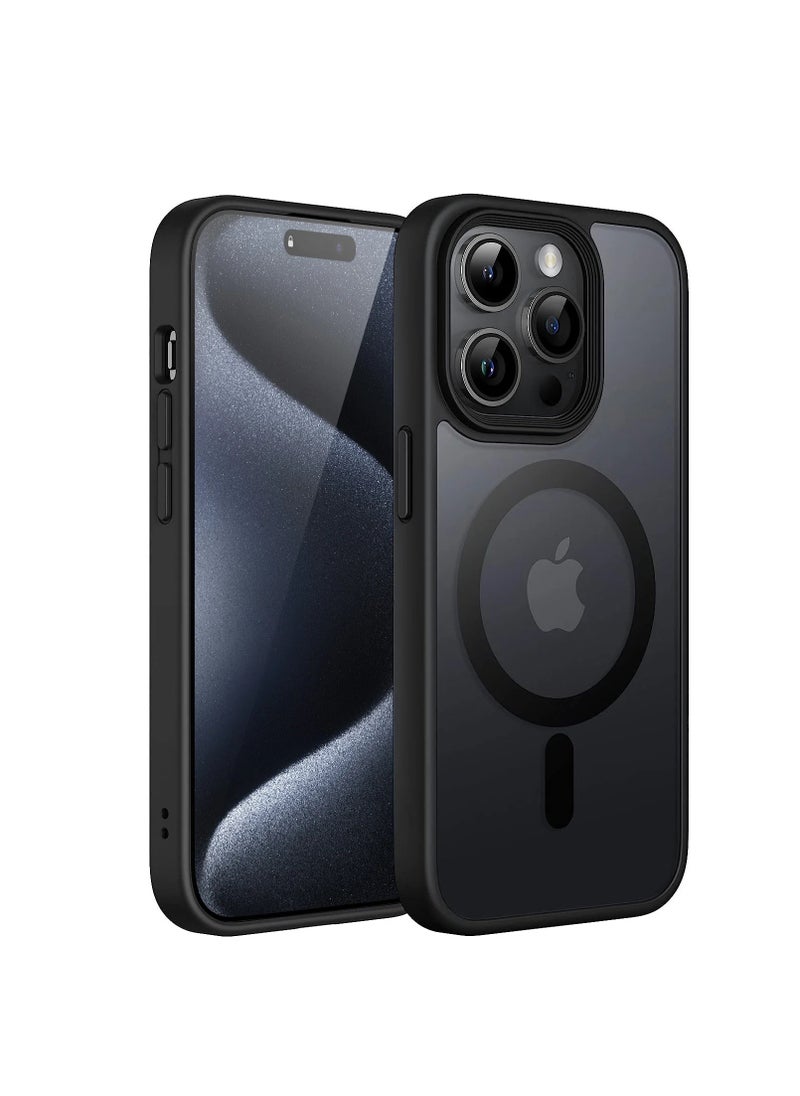 Generic Compatible with iPhone 15 Pro Max Case Magnetic Clear Back Cover Slim Anti-Scratch Shockproof Protective Case Compatible with Magsafe for iPhone 15 Pro Max 6.7 inch (Black)  - Image 1