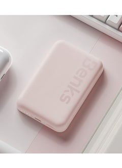 Benks BENKS Mαgsafe Power bank 6000 mAh, Magnetic Wireless Mini Power Bank Battery with USB C Cable, External MαgSafe Battery for iPhone 15/14/13/12 Series, Pink  - Image 2